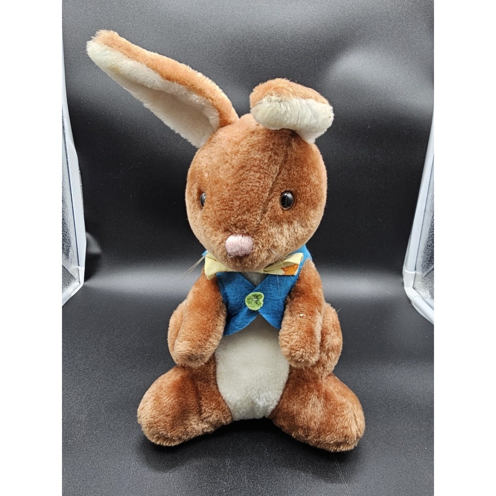 Dakin Bunny Rabbit Plush Stuffed Animal Peter Cottontail Bow Vintage 1974 Easter